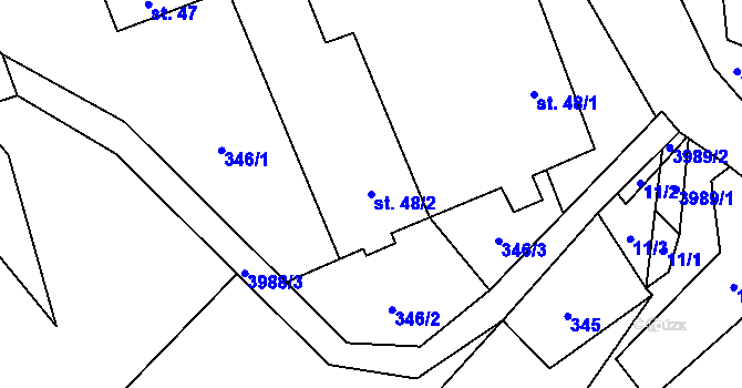 Parcela st. 48/2 v KÚ Čistá u Litomyšle, Katastrální mapa