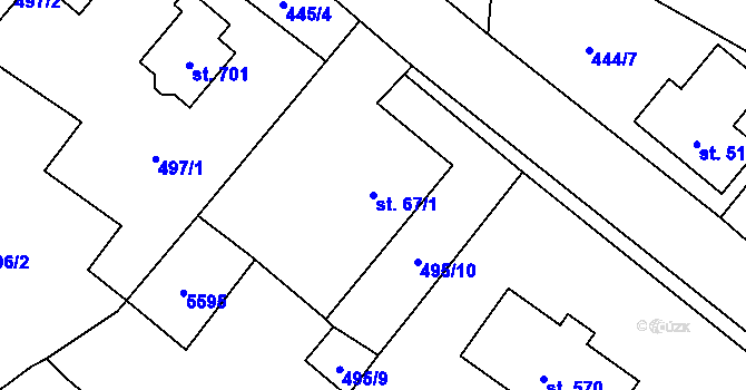 Parcela st. 67/1 v KÚ Čistá u Litomyšle, Katastrální mapa
