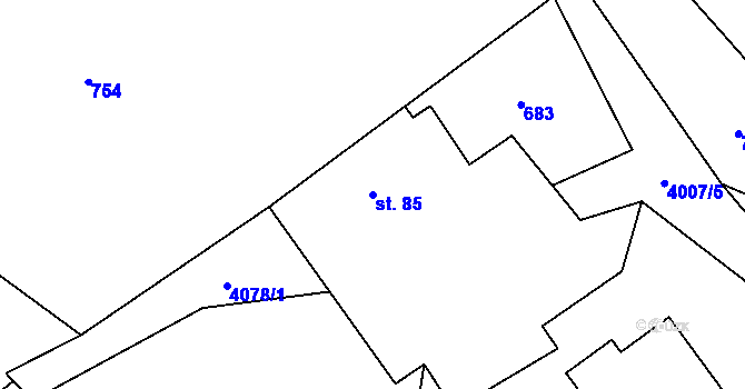 Parcela st. 85 v KÚ Čistá u Litomyšle, Katastrální mapa