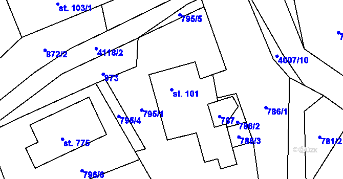 Parcela st. 101 v KÚ Čistá u Litomyšle, Katastrální mapa