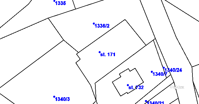 Parcela st. 171 v KÚ Čistá u Litomyšle, Katastrální mapa