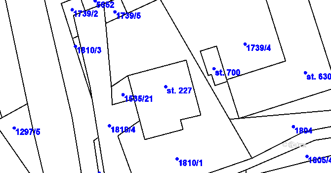 Parcela st. 227 v KÚ Čistá u Litomyšle, Katastrální mapa