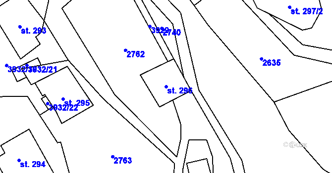 Parcela st. 296 v KÚ Čistá u Litomyšle, Katastrální mapa