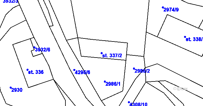 Parcela st. 337/2 v KÚ Čistá u Litomyšle, Katastrální mapa