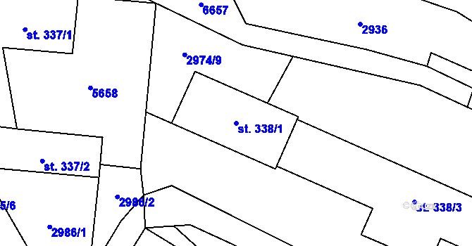Parcela st. 338/1 v KÚ Čistá u Litomyšle, Katastrální mapa