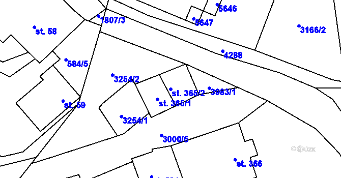 Parcela st. 365/2 v KÚ Čistá u Litomyšle, Katastrální mapa