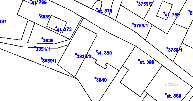 Parcela st. 390 v KÚ Čistá u Litomyšle, Katastrální mapa