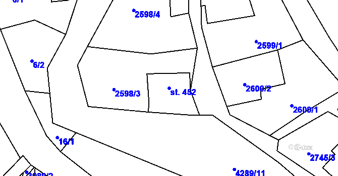 Parcela st. 452 v KÚ Čistá u Litomyšle, Katastrální mapa