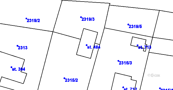 Parcela st. 484 v KÚ Čistá u Litomyšle, Katastrální mapa