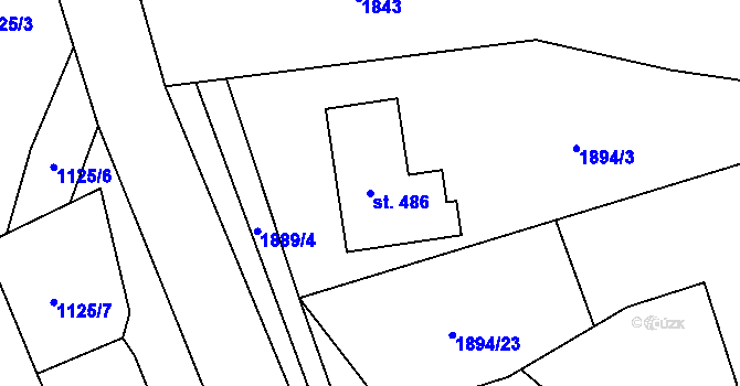 Parcela st. 486 v KÚ Čistá u Litomyšle, Katastrální mapa