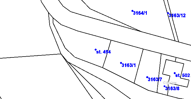 Parcela st. 494 v KÚ Čistá u Litomyšle, Katastrální mapa