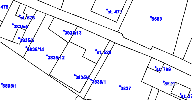 Parcela st. 520 v KÚ Čistá u Litomyšle, Katastrální mapa