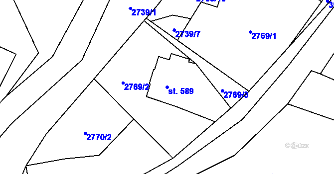 Parcela st. 589 v KÚ Čistá u Litomyšle, Katastrální mapa