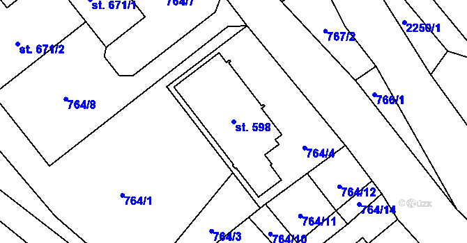 Parcela st. 598 v KÚ Čistá u Litomyšle, Katastrální mapa