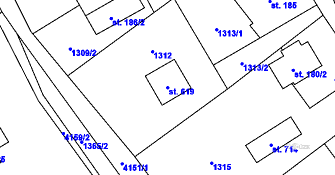 Parcela st. 619 v KÚ Čistá u Litomyšle, Katastrální mapa