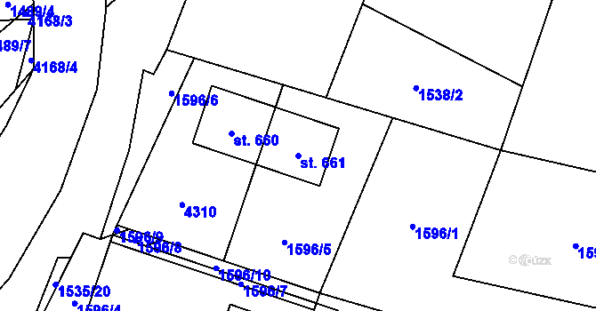 Parcela st. 661 v KÚ Čistá u Litomyšle, Katastrální mapa
