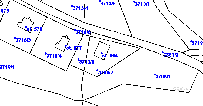 Parcela st. 664 v KÚ Čistá u Litomyšle, Katastrální mapa