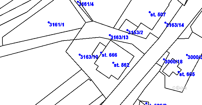 Parcela st. 666 v KÚ Čistá u Litomyšle, Katastrální mapa