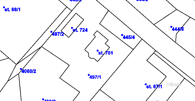 Parcela st. 701 v KÚ Čistá u Litomyšle, Katastrální mapa