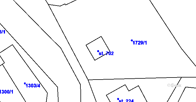 Parcela st. 702 v KÚ Čistá u Litomyšle, Katastrální mapa