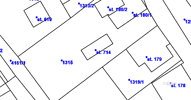 Parcela st. 714 v KÚ Čistá u Litomyšle, Katastrální mapa