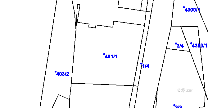 Parcela st. 401/1 v KÚ Čistá u Litomyšle, Katastrální mapa