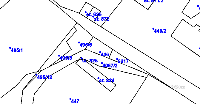 Parcela st. 446 v KÚ Čistá u Litomyšle, Katastrální mapa