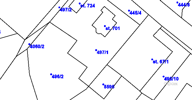 Parcela st. 497/1 v KÚ Čistá u Litomyšle, Katastrální mapa