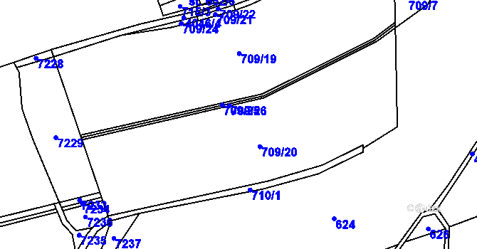 Parcela st. 709/1 v KÚ Čistá u Litomyšle, Katastrální mapa