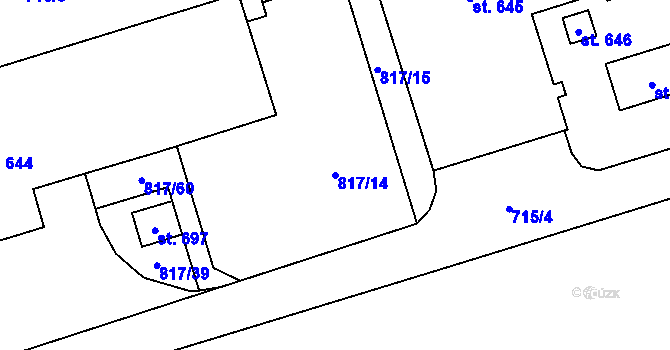 Parcela st. 817/14 v KÚ Čistá u Litomyšle, Katastrální mapa