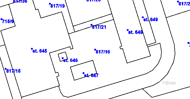 Parcela st. 817/16 v KÚ Čistá u Litomyšle, Katastrální mapa