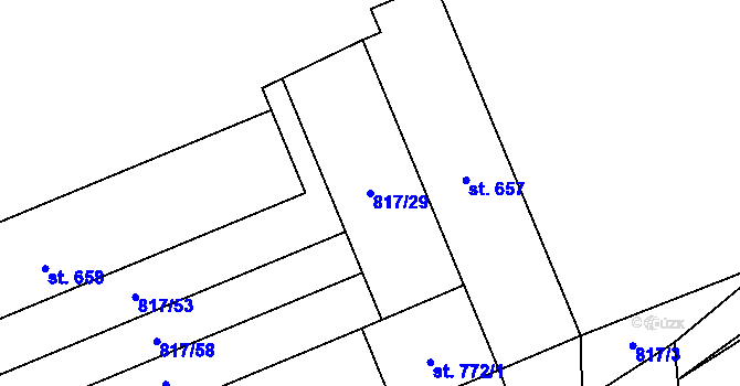 Parcela st. 817/29 v KÚ Čistá u Litomyšle, Katastrální mapa