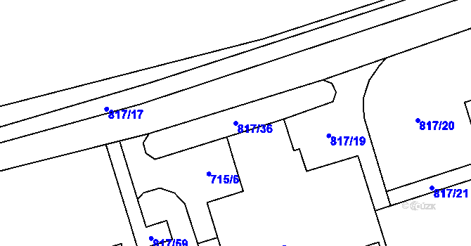 Parcela st. 817/36 v KÚ Čistá u Litomyšle, Katastrální mapa