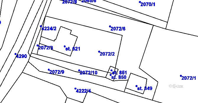 Parcela st. 2072/2 v KÚ Čistá u Litomyšle, Katastrální mapa