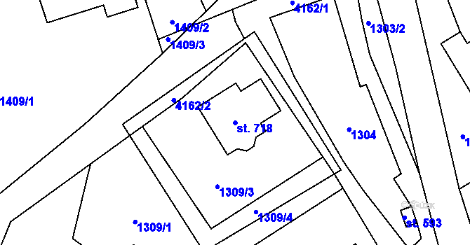 Parcela st. 718 v KÚ Čistá u Litomyšle, Katastrální mapa