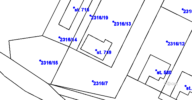 Parcela st. 719 v KÚ Čistá u Litomyšle, Katastrální mapa