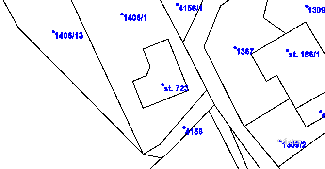 Parcela st. 723 v KÚ Čistá u Litomyšle, Katastrální mapa