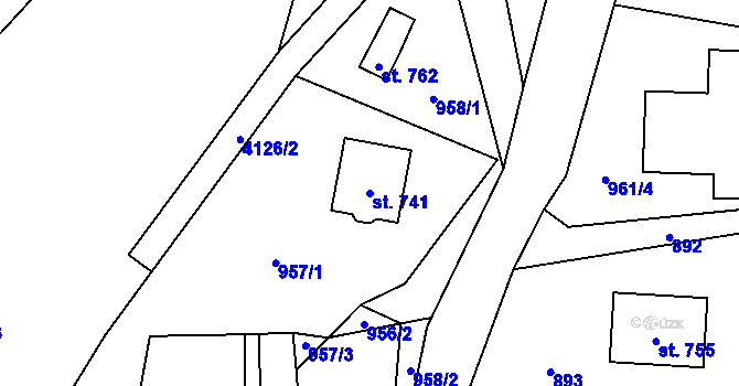 Parcela st. 741 v KÚ Čistá u Litomyšle, Katastrální mapa