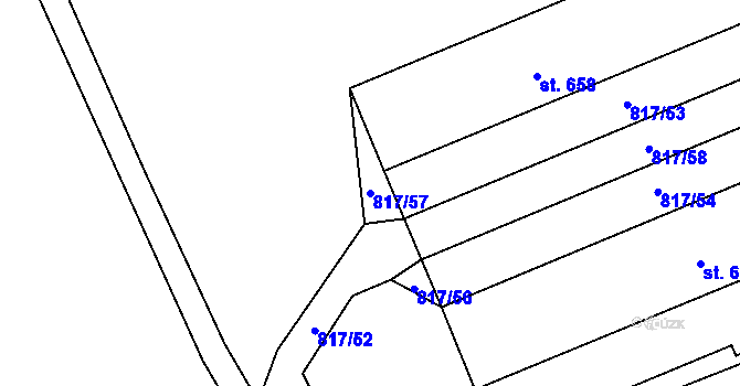 Parcela st. 817/57 v KÚ Čistá u Litomyšle, Katastrální mapa
