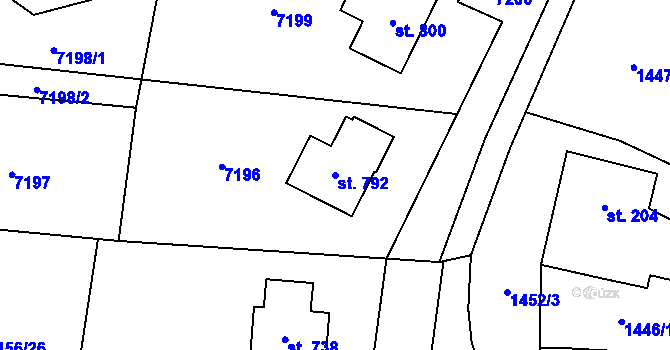 Parcela st. 792 v KÚ Čistá u Litomyšle, Katastrální mapa