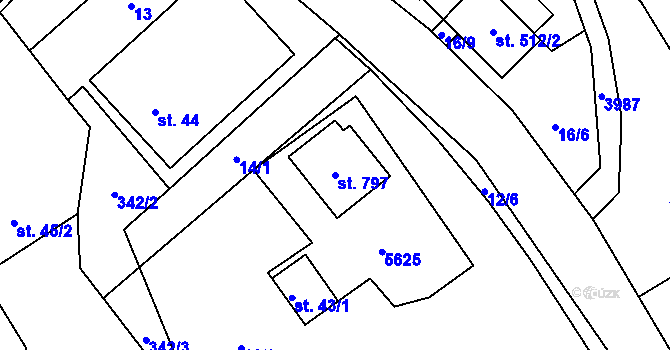 Parcela st. 797 v KÚ Čistá u Litomyšle, Katastrální mapa