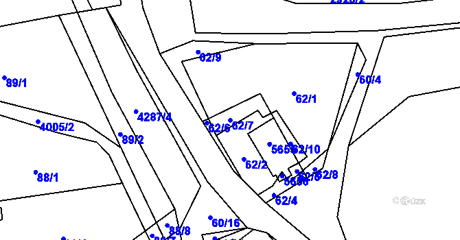 Parcela st. 62/7 v KÚ Čistá u Litomyšle, Katastrální mapa