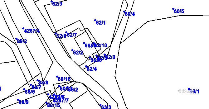 Parcela st. 62/8 v KÚ Čistá u Litomyšle, Katastrální mapa
