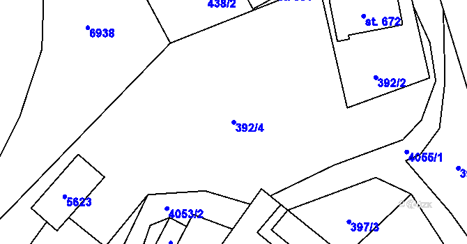 Parcela st. 392/4 v KÚ Čistá u Litomyšle, Katastrální mapa