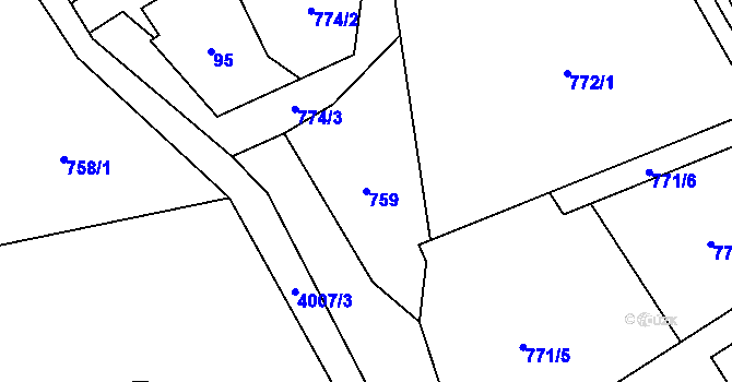Parcela st. 759 v KÚ Čistá u Litomyšle, Katastrální mapa