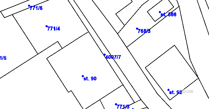 Parcela st. 4007/7 v KÚ Čistá u Litomyšle, Katastrální mapa