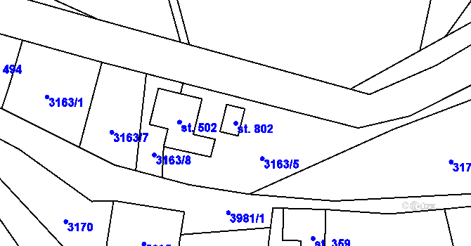 Parcela st. 802 v KÚ Čistá u Litomyšle, Katastrální mapa