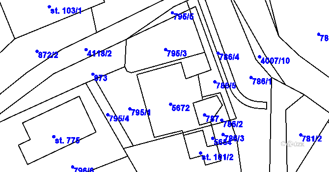 Parcela st. 101/1 v KÚ Čistá u Litomyšle, Katastrální mapa