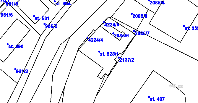 Parcela st. 528/1 v KÚ Čistá u Litomyšle, Katastrální mapa
