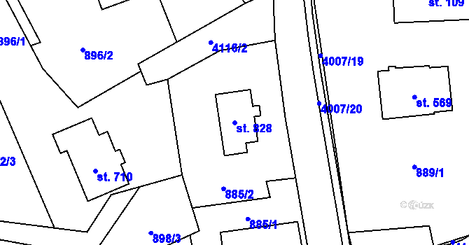 Parcela st. 828 v KÚ Čistá u Litomyšle, Katastrální mapa